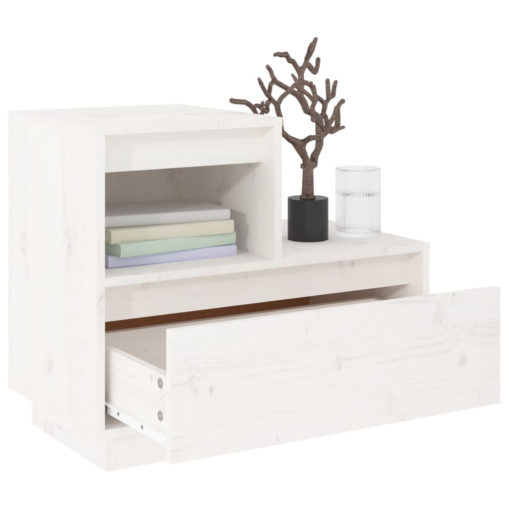 Nachttisch Weiss 60x34x51 cm Massivholz Kiefer